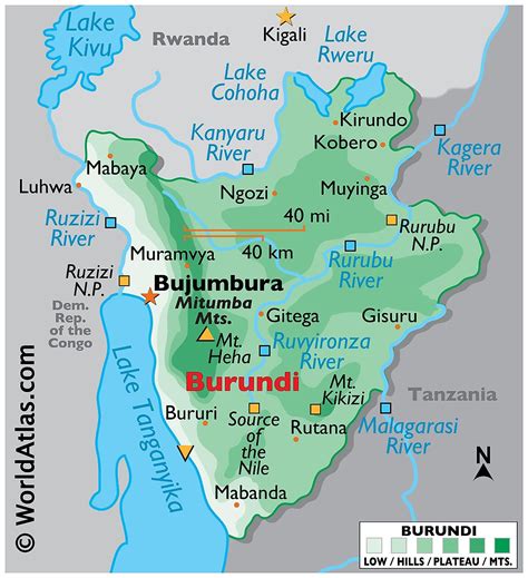 map of burundi.